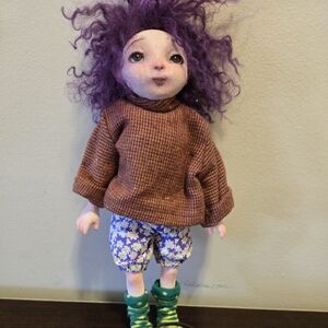 Folk Cloth Art Doll OOAK Mohair